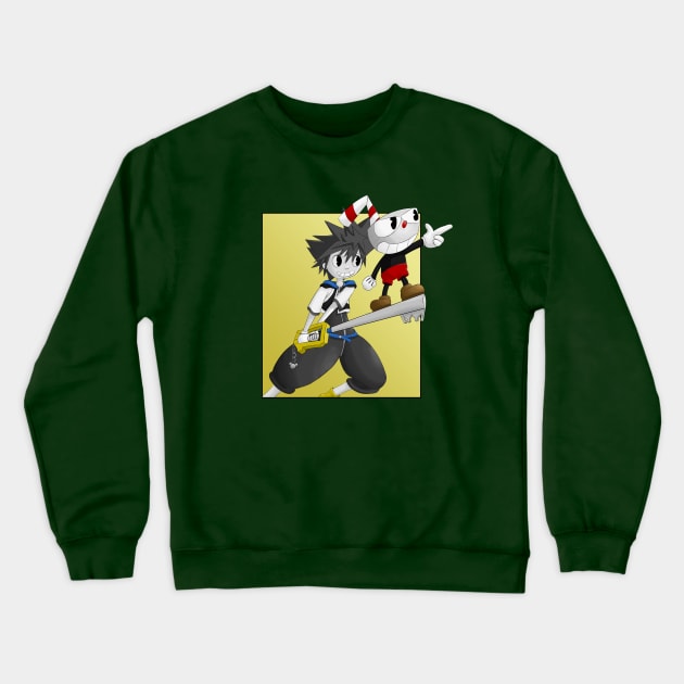 Kingdom Hearts starring Sora and Cuphead Crewneck Sweatshirt by Daxters_Kingdom